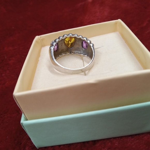 Sterling Silver PAJ Yellow & Purple Ribbed Ring - Picture 11 of 12